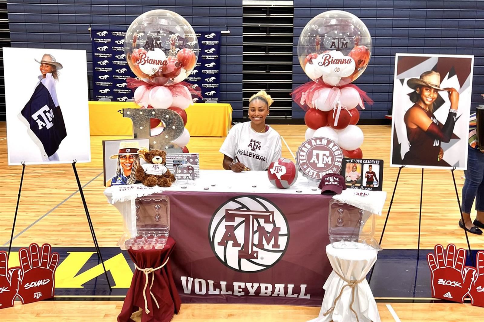 Cypress Ranch High School senior Bianna Muoneke signed a letter of intent to play volleyball at Texas A&M University.